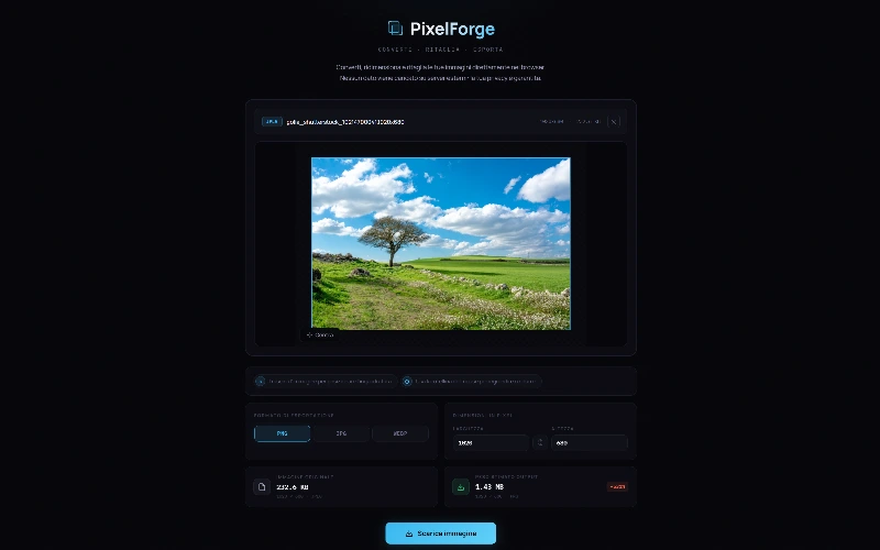 PixelForge — Convertitore di immagini online gratuito